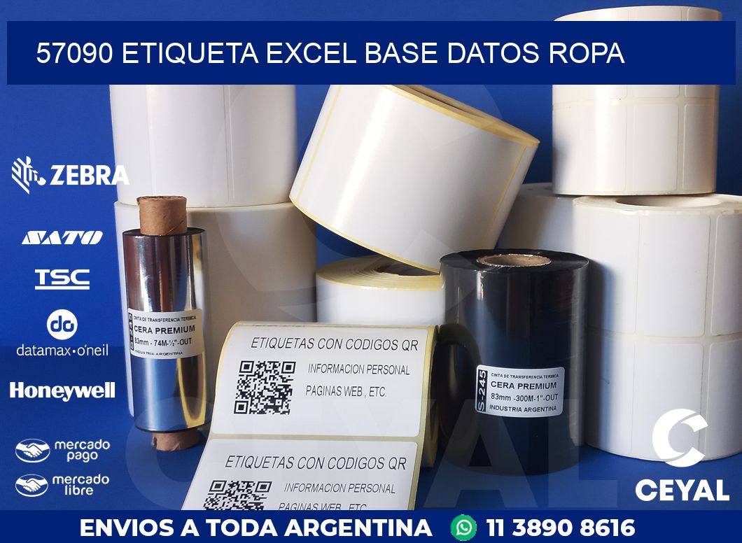 57090 etiqueta excel base datos ropa