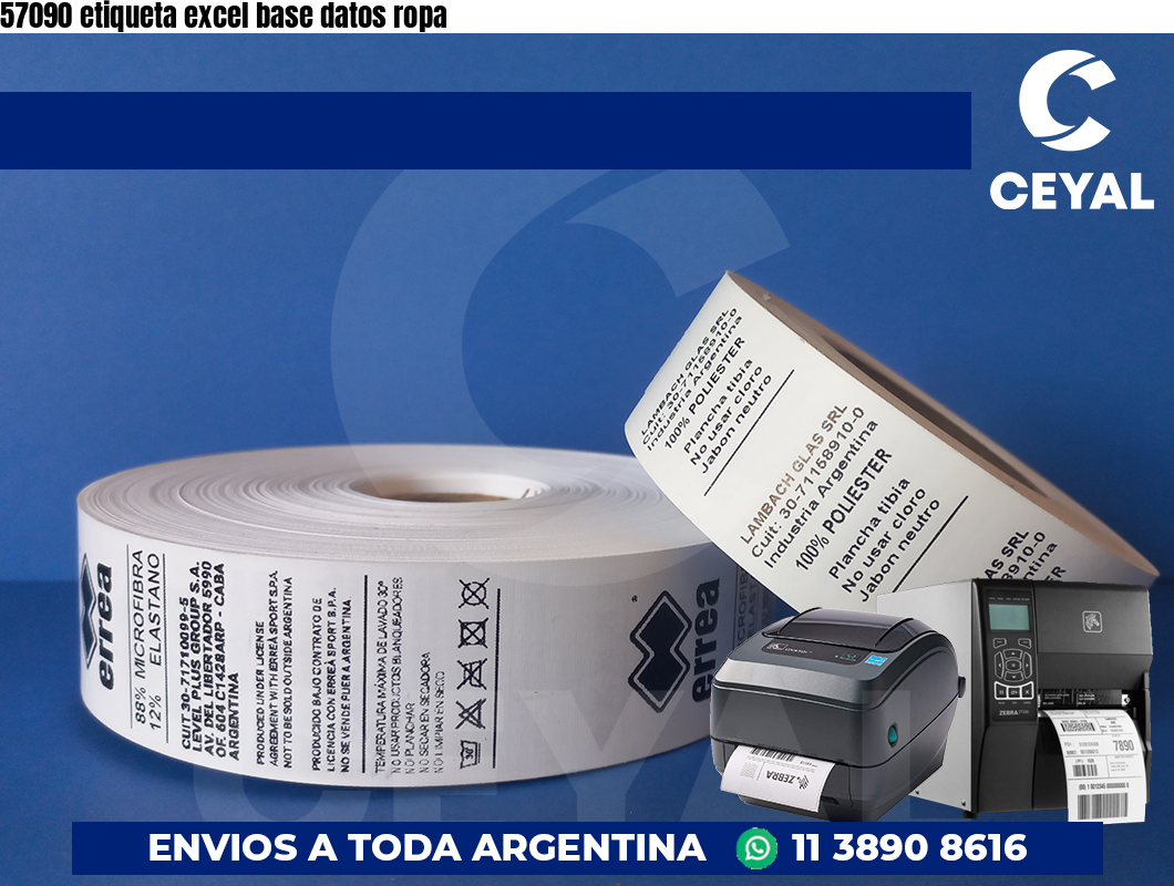 57090 etiqueta excel base datos ropa