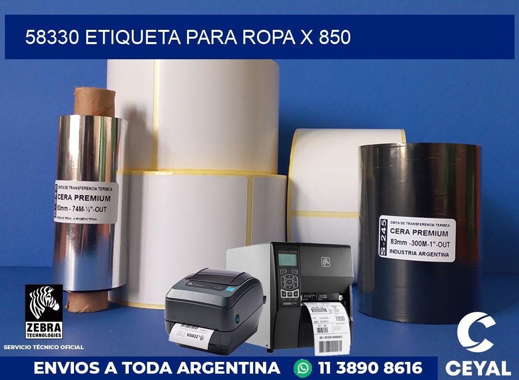 58330 ETIQUETA PARA ROPA X 850