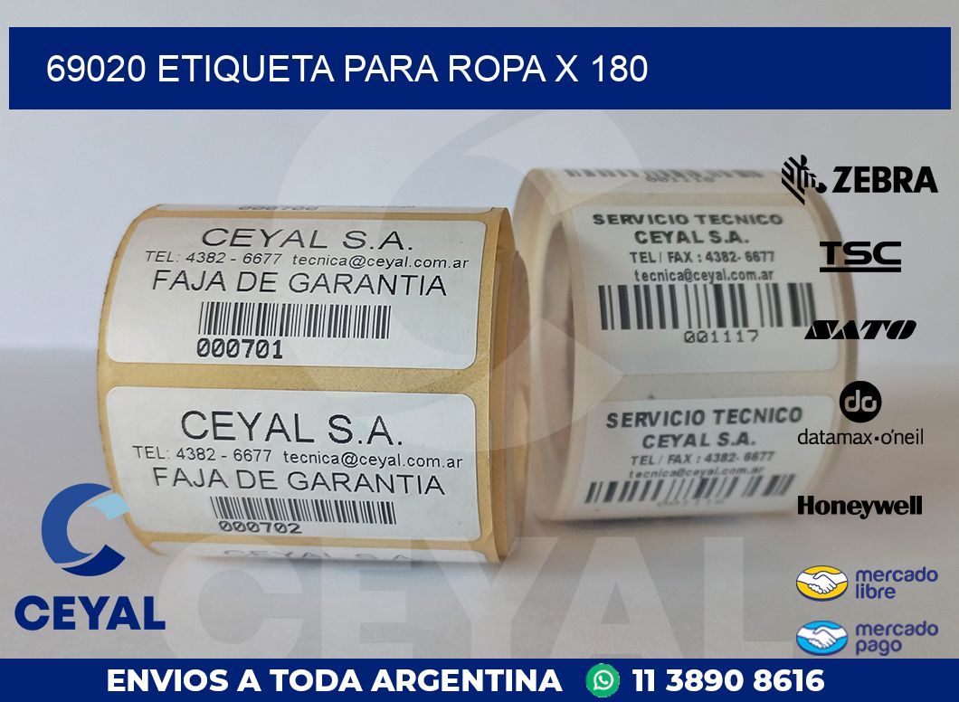 69020 ETIQUETA PARA ROPA X 180