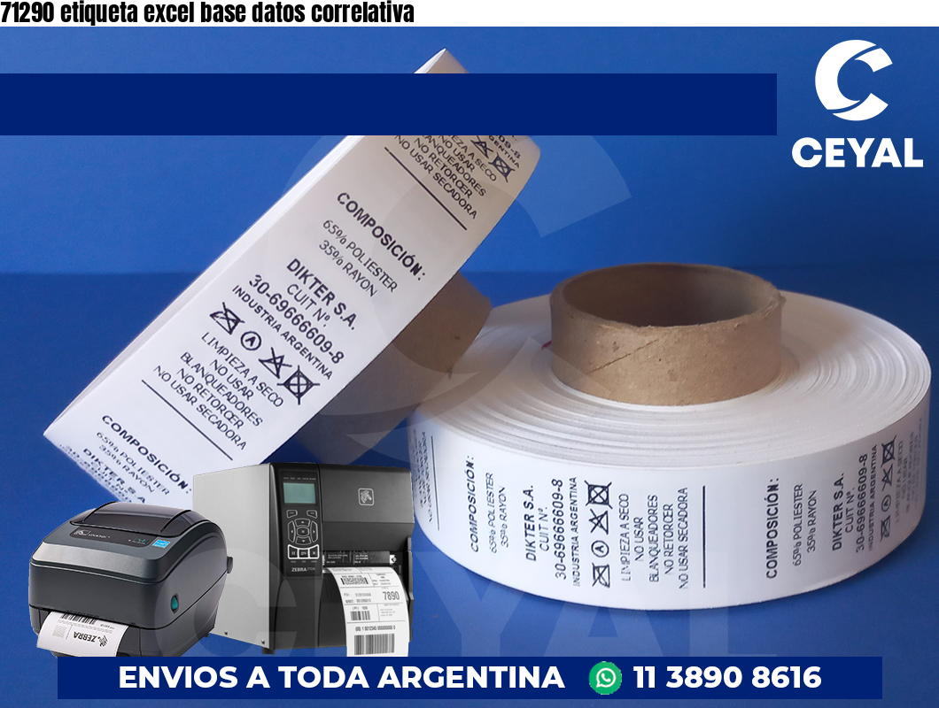 71290 etiqueta excel base datos correlativa