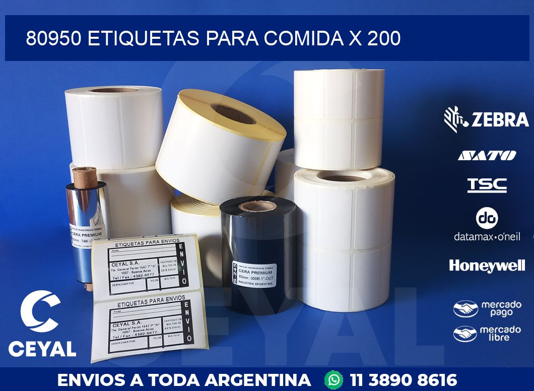 80950 ETIQUETAS PARA COMIDA x 200