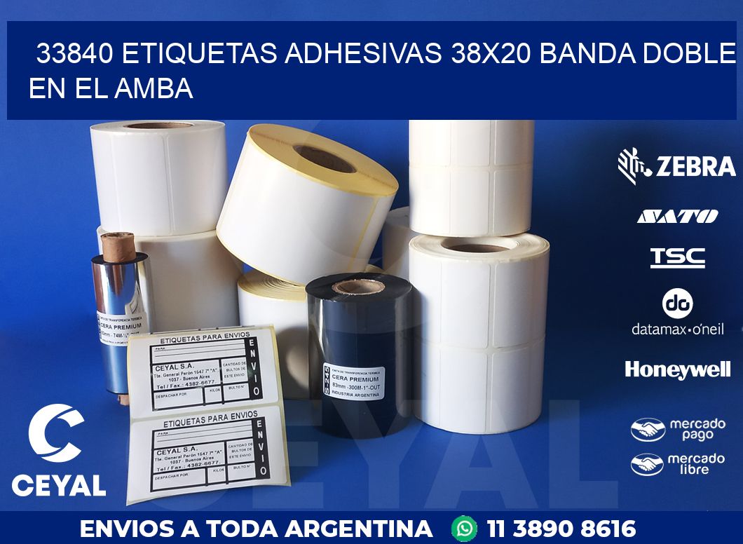 33840 ETIQUETAS ADHESIVAS 38X20 BANDA DOBLE EN EL AMBA