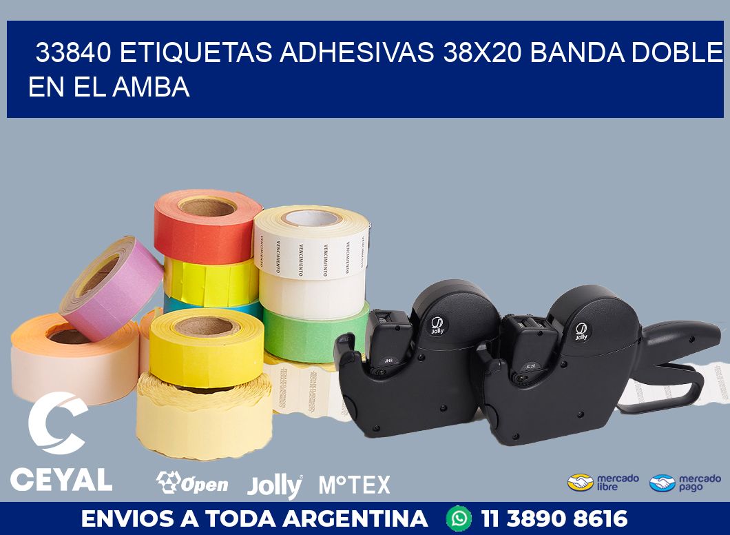 33840 ETIQUETAS ADHESIVAS 38X20 BANDA DOBLE EN EL AMBA