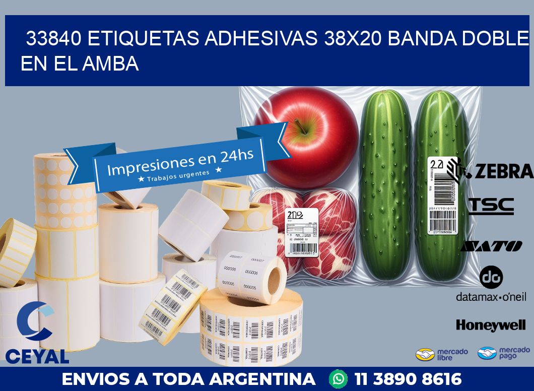 33840 ETIQUETAS ADHESIVAS 38X20 BANDA DOBLE EN EL AMBA