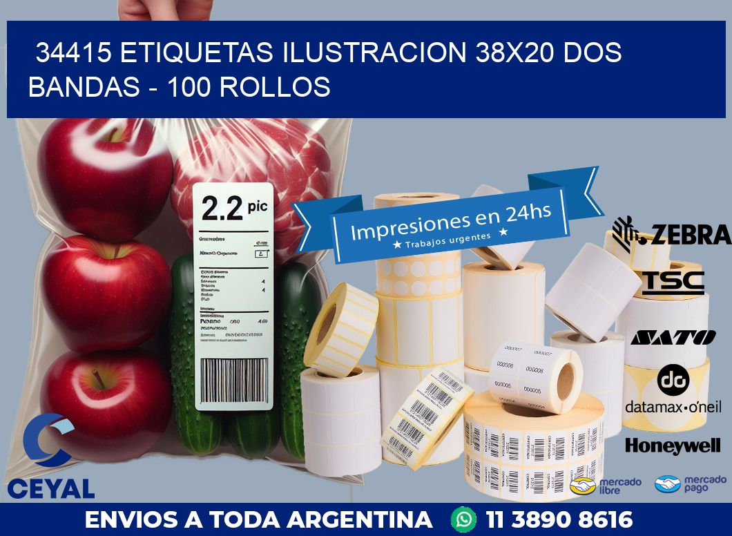 34415 ETIQUETAS ILUSTRACION 38X20 DOS BANDAS – 100 ROLLOS