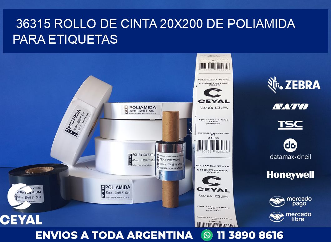 36315 ROLLO DE CINTA 20X200 DE POLIAMIDA PARA ETIQUETAS