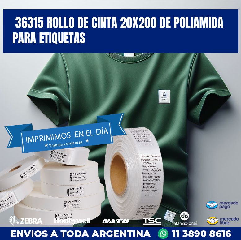 36315 ROLLO DE CINTA 20X200 DE POLIAMIDA PARA ETIQUETAS