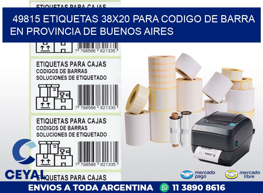 49815 ETIQUETAS 38X20 PARA CODIGO DE BARRA EN PROVINCIA DE BUENOS AIRES