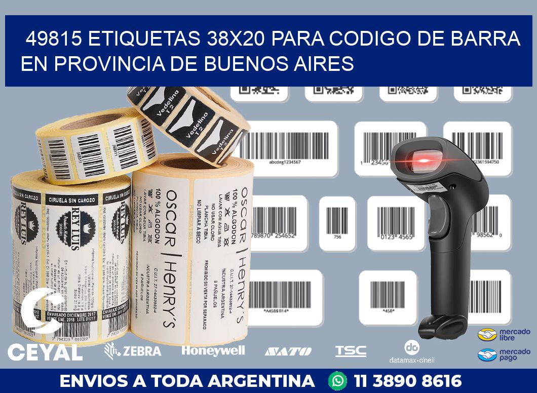 49815 ETIQUETAS 38X20 PARA CODIGO DE BARRA EN PROVINCIA DE BUENOS AIRES