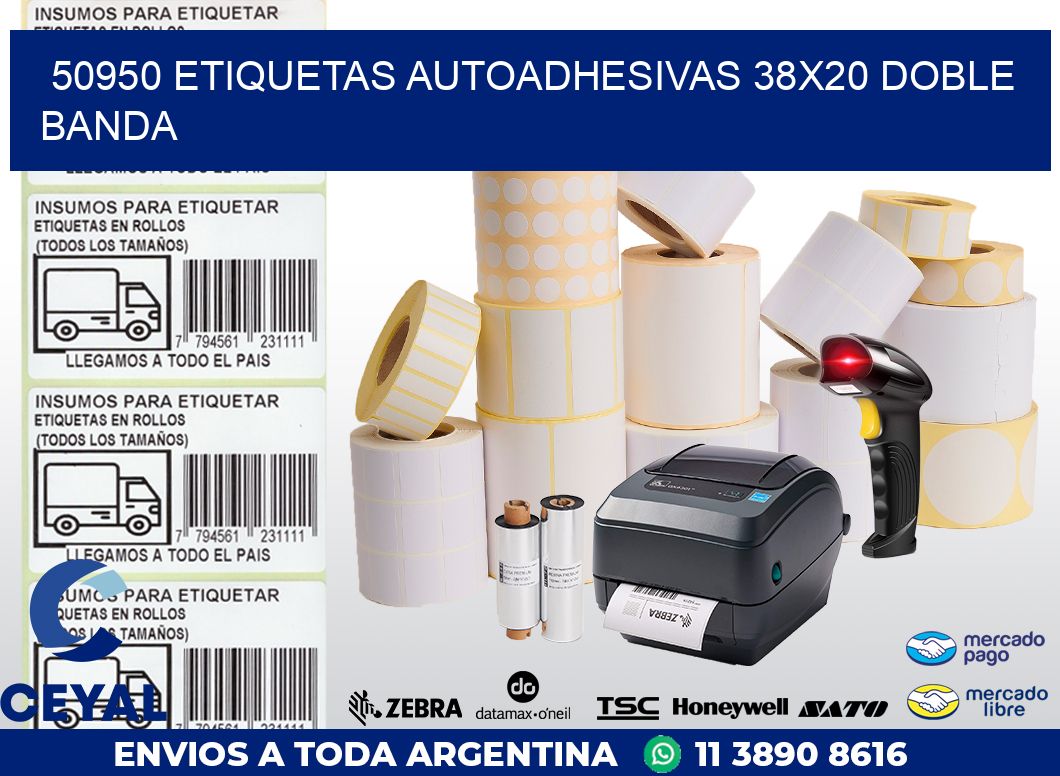 50950 ETIQUETAS AUTOADHESIVAS 38X20 DOBLE BANDA