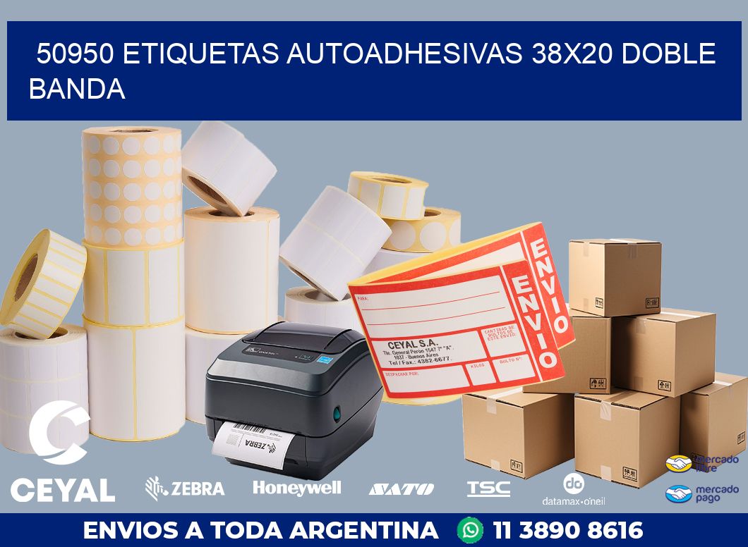 50950 ETIQUETAS AUTOADHESIVAS 38X20 DOBLE BANDA