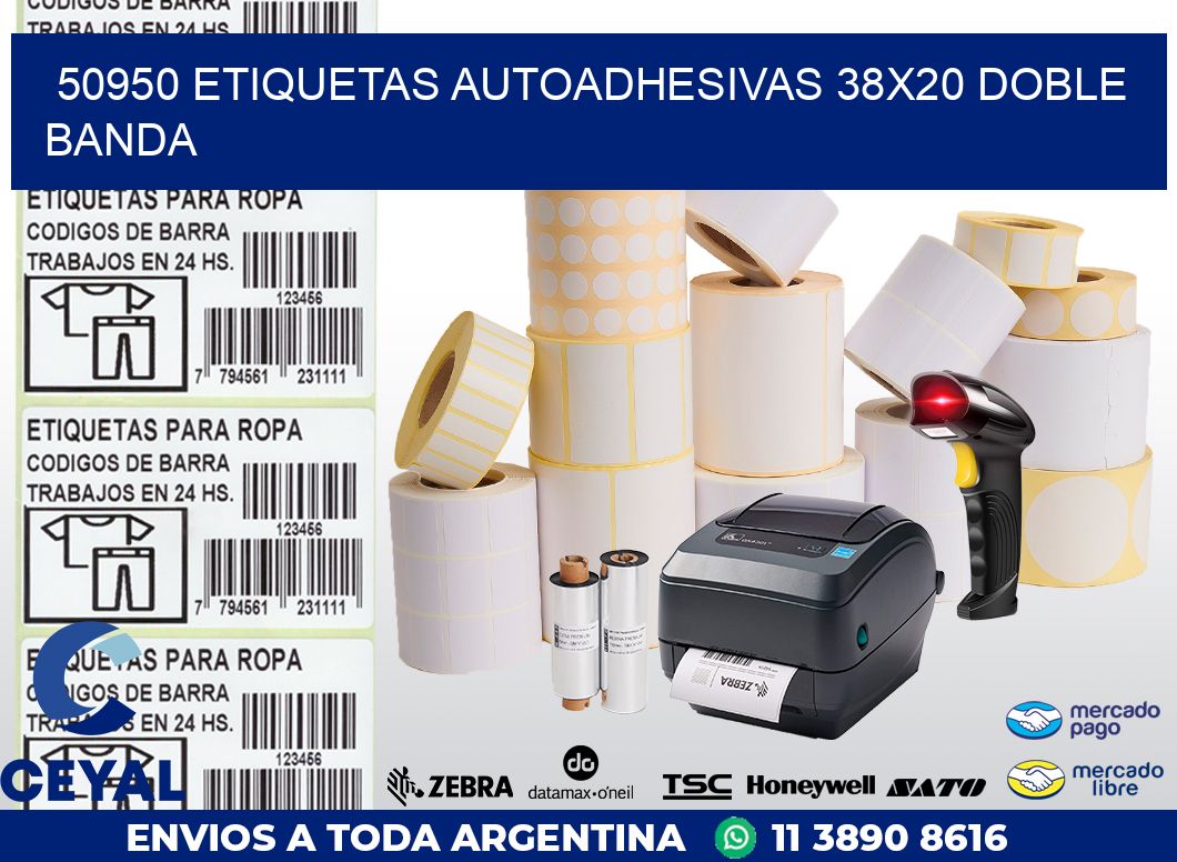 50950 ETIQUETAS AUTOADHESIVAS 38X20 DOBLE BANDA