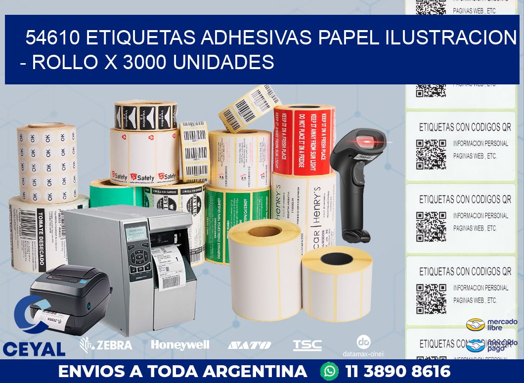 54610 ETIQUETAS ADHESIVAS PAPEL ILUSTRACION - ROLLO X 3000 UNIDADES