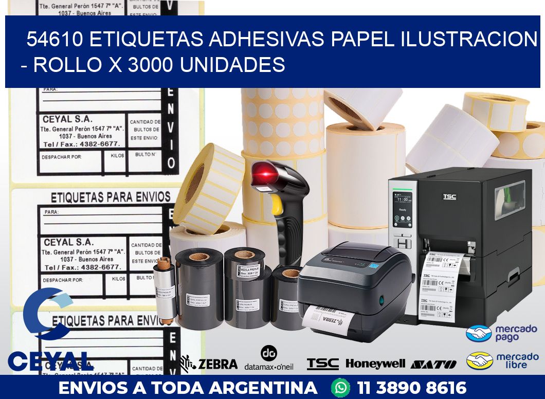 54610 ETIQUETAS ADHESIVAS PAPEL ILUSTRACION - ROLLO X 3000 UNIDADES