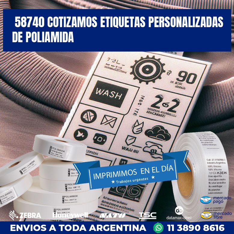 58740 COTIZAMOS ETIQUETAS PERSONALIZADAS DE POLIAMIDA