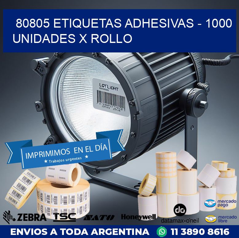80805 ETIQUETAS ADHESIVAS – 1000 UNIDADES X ROLLO