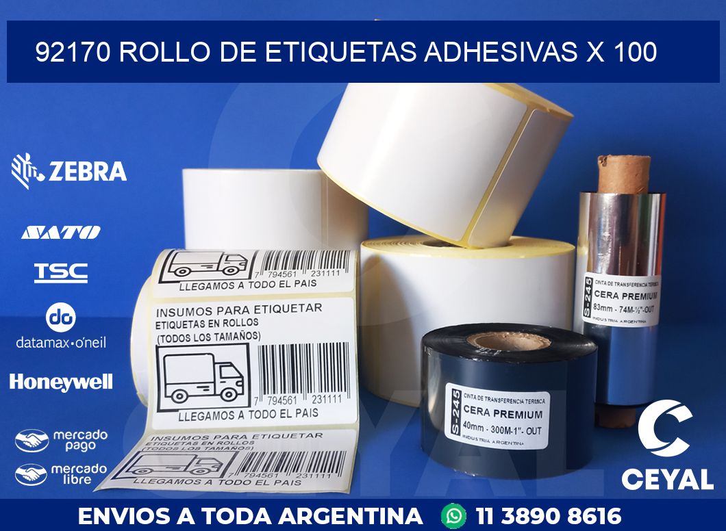 92170 ROLLO DE ETIQUETAS ADHESIVAS X 100