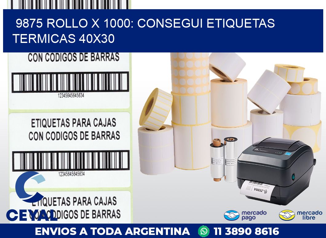 9875 ROLLO X 1000: CONSEGUI ETIQUETAS TERMICAS 40X30