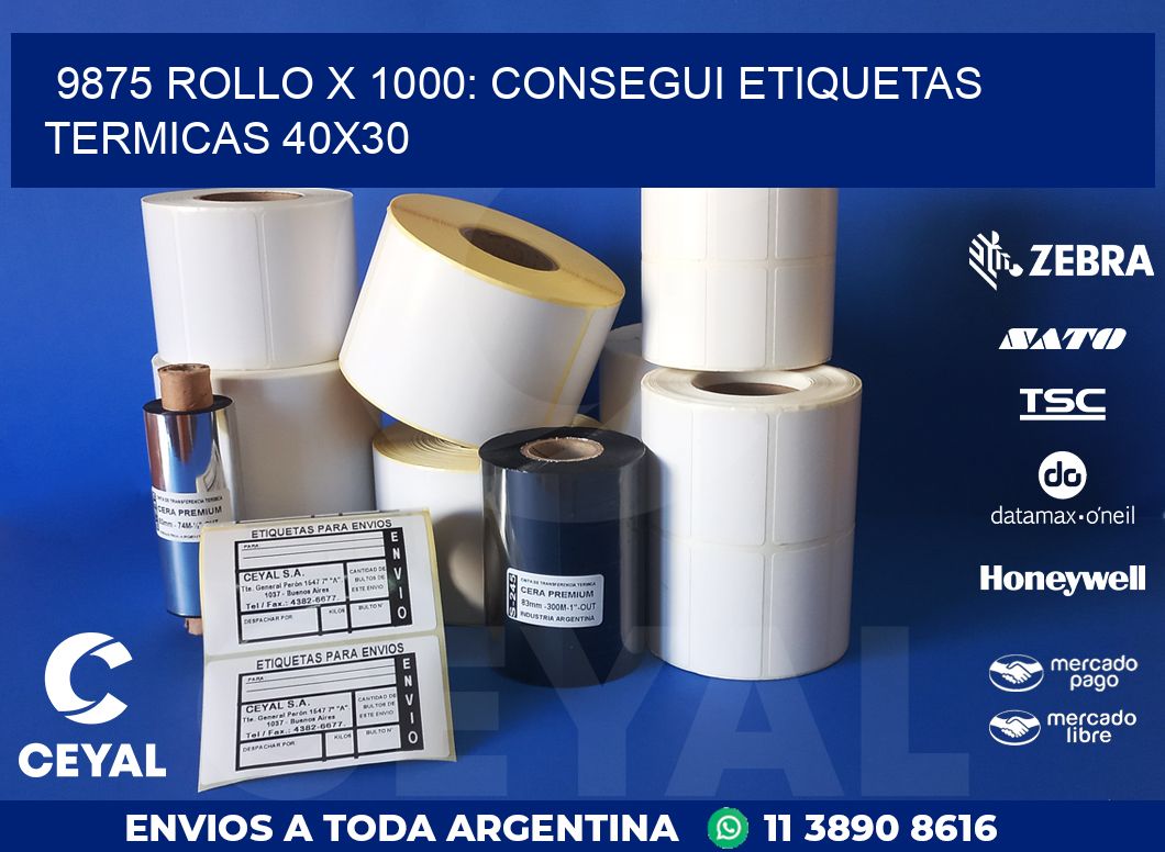 9875 ROLLO X 1000: CONSEGUI ETIQUETAS TERMICAS 40X30