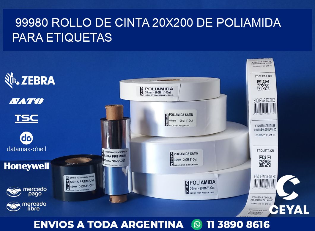 99980 ROLLO DE CINTA 20X200 DE POLIAMIDA PARA ETIQUETAS