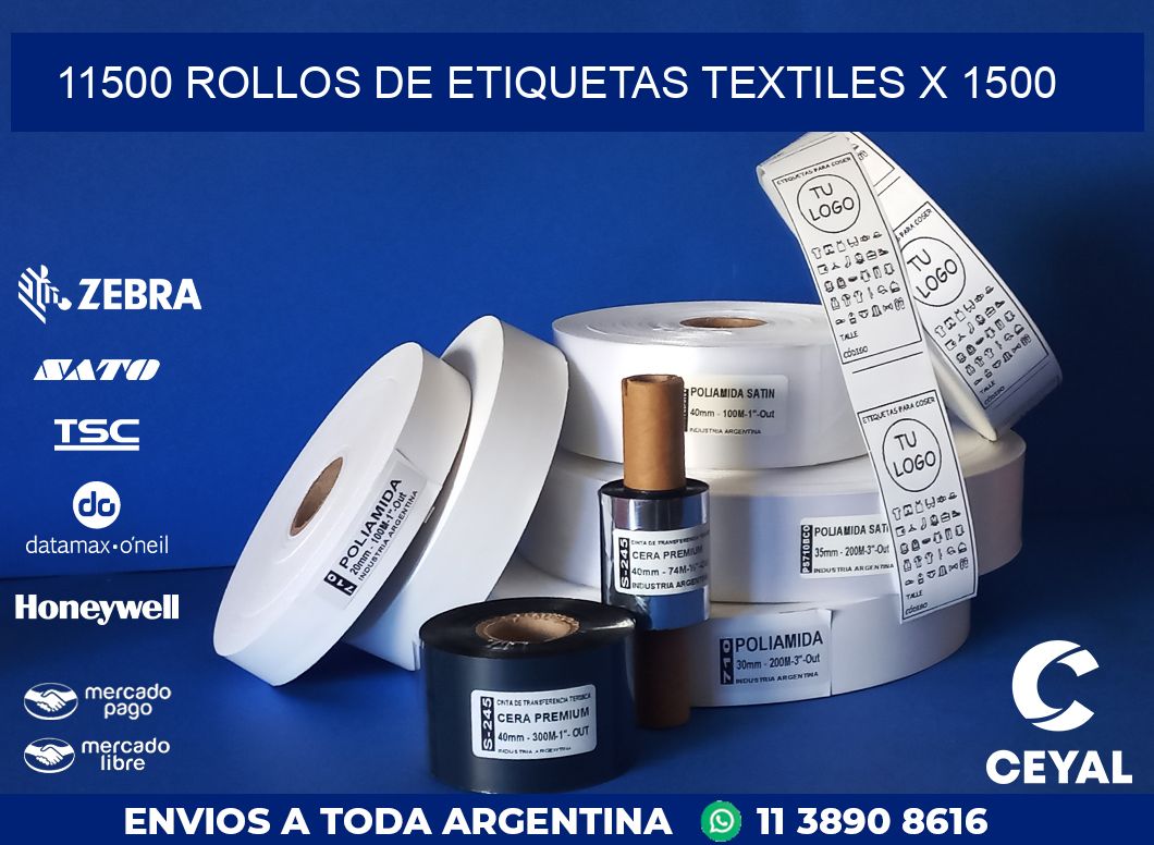 11500 ROLLOS DE ETIQUETAS TEXTILES X 1500