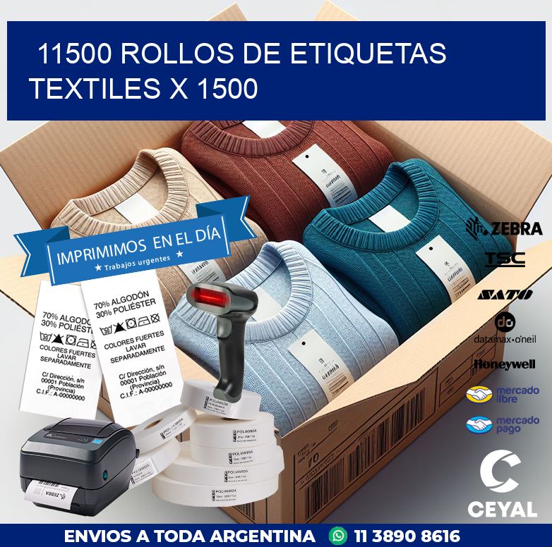 11500 ROLLOS DE ETIQUETAS TEXTILES X 1500