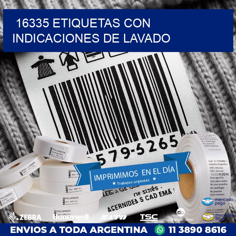 16335 ETIQUETAS CON INDICACIONES DE LAVADO