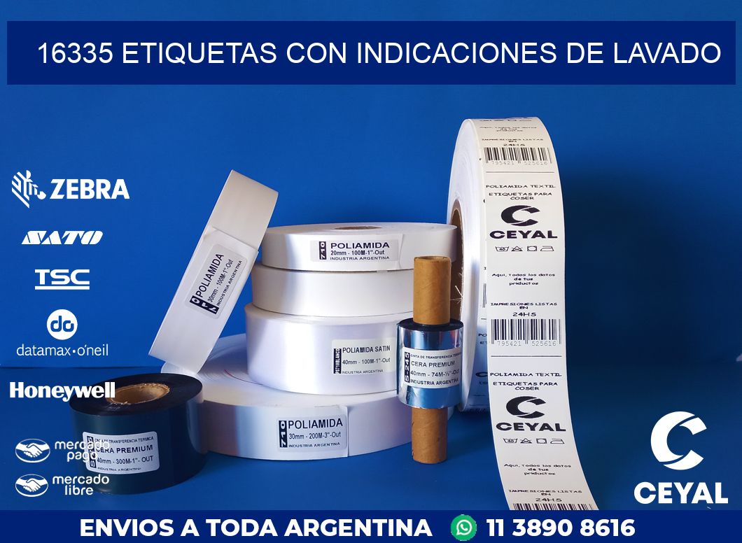 16335 ETIQUETAS CON INDICACIONES DE LAVADO