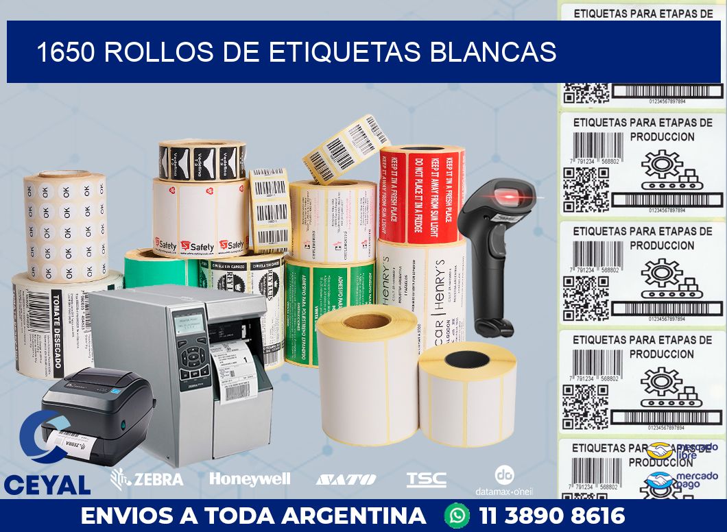 1650 ROLLOS DE ETIQUETAS BLANCAS