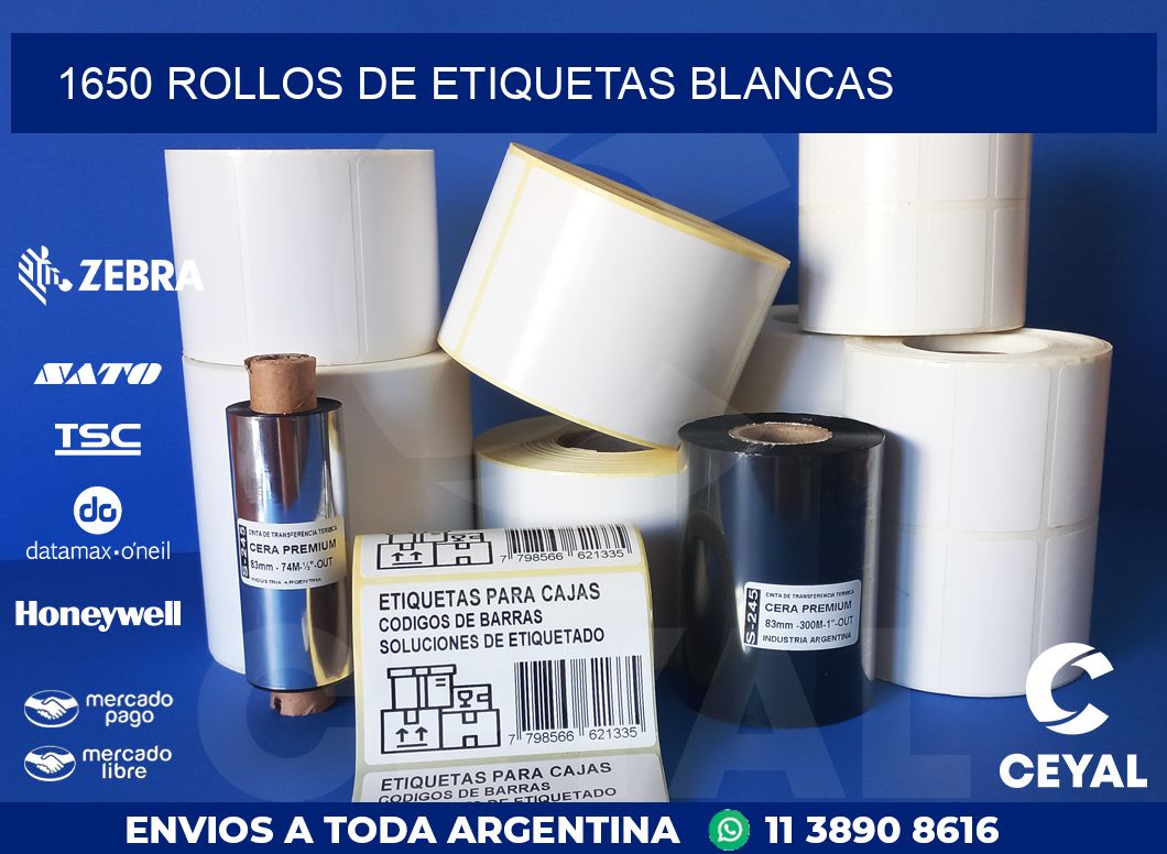 1650 ROLLOS DE ETIQUETAS BLANCAS
