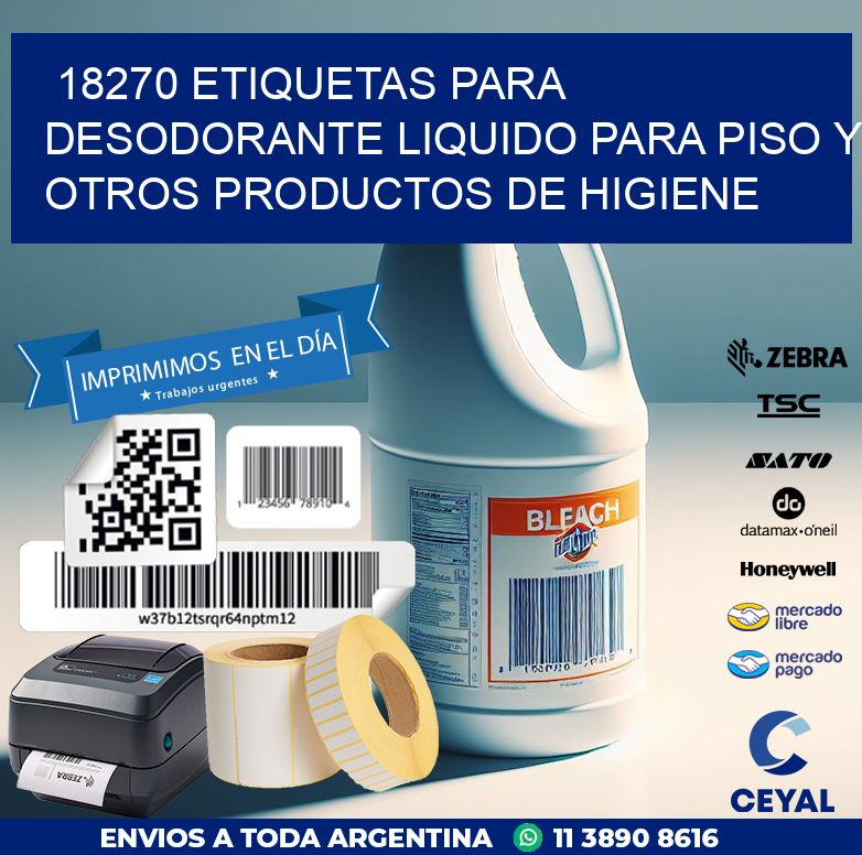 18270 ETIQUETAS PARA DESODORANTE LIQUIDO PARA PISO Y OTROS PRODUCTOS DE HIGIENE