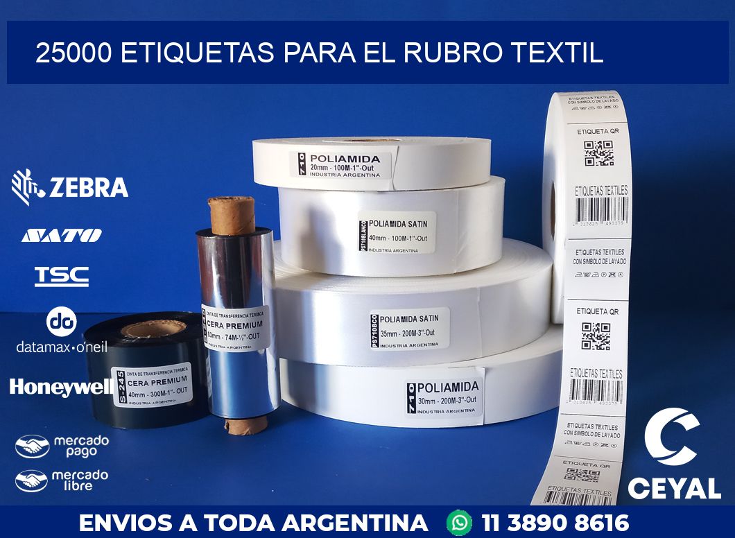 25000 ETIQUETAS PARA EL RUBRO TEXTIL