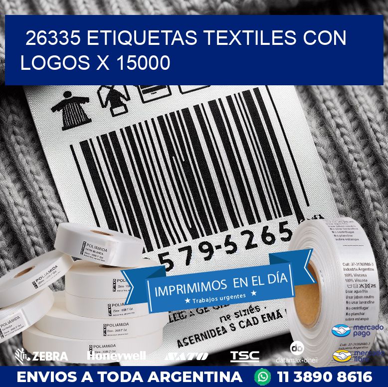 26335 ETIQUETAS TEXTILES CON LOGOS X 15000