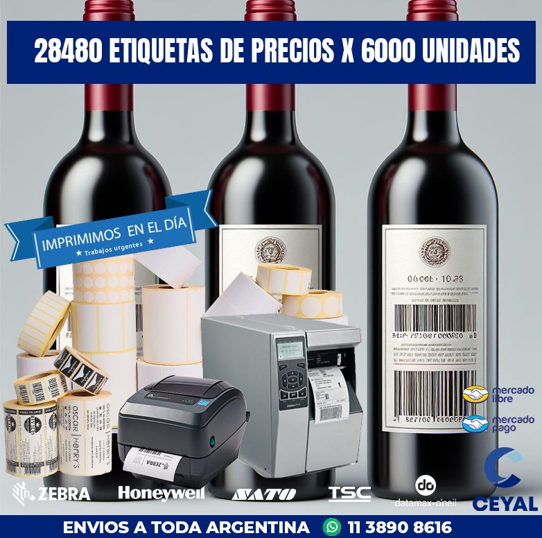 28480 ETIQUETAS DE PRECIOS X 6000 UNIDADES