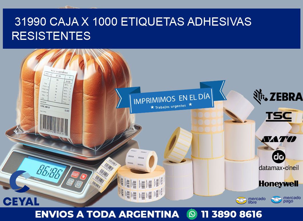 31990 CAJA X 1000 ETIQUETAS ADHESIVAS RESISTENTES