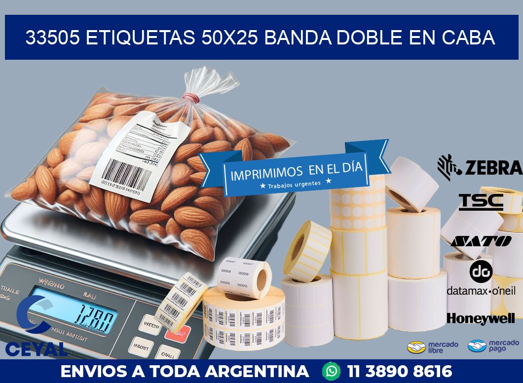 33505 ETIQUETAS 50X25 BANDA DOBLE EN CABA