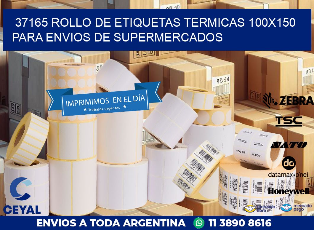 37165 ROLLO DE ETIQUETAS TERMICAS 100X150 PARA ENVIOS DE SUPERMERCADOS