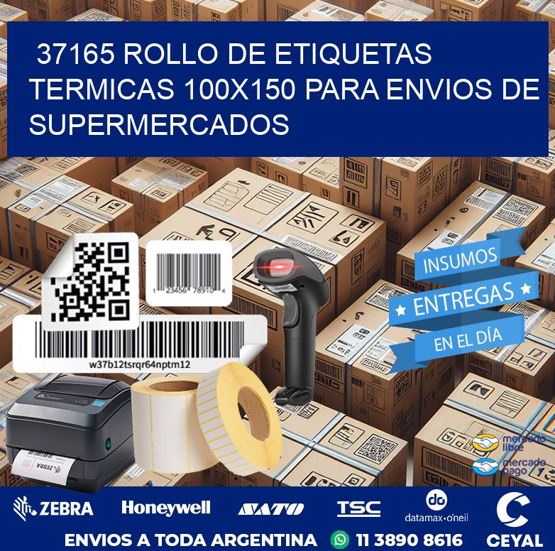 37165 ROLLO DE ETIQUETAS TERMICAS 100X150 PARA ENVIOS DE SUPERMERCADOS