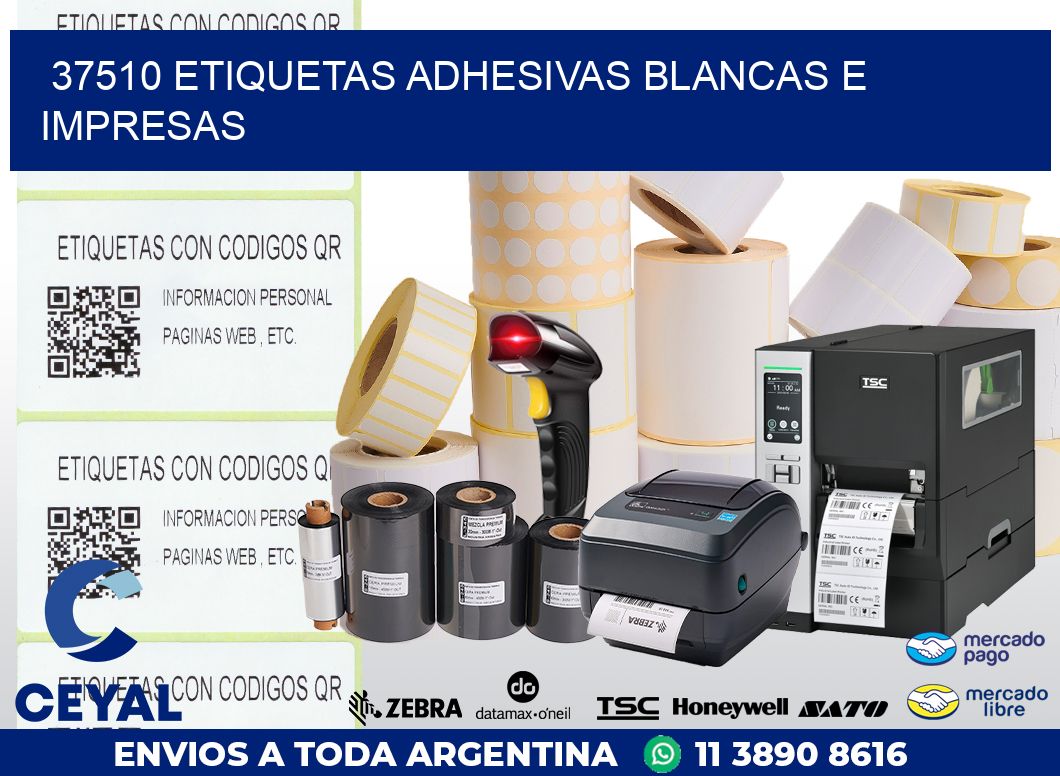 37510 ETIQUETAS ADHESIVAS BLANCAS E IMPRESAS