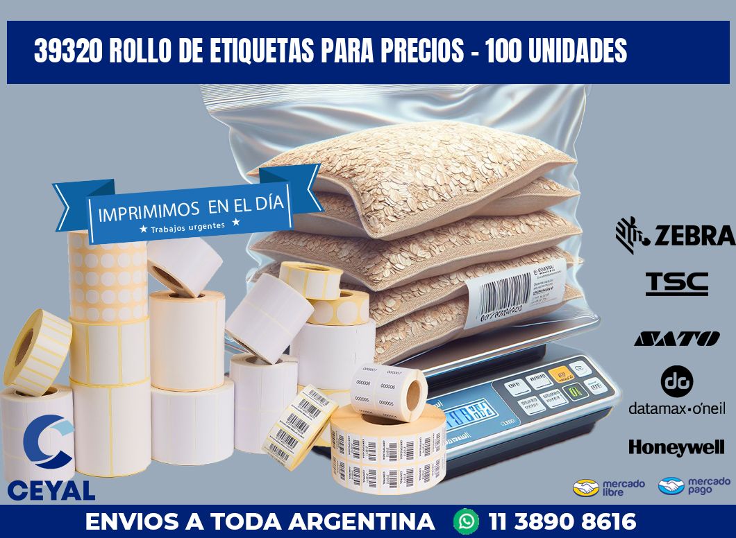 39320 ROLLO DE ETIQUETAS PARA PRECIOS - 100 UNIDADES