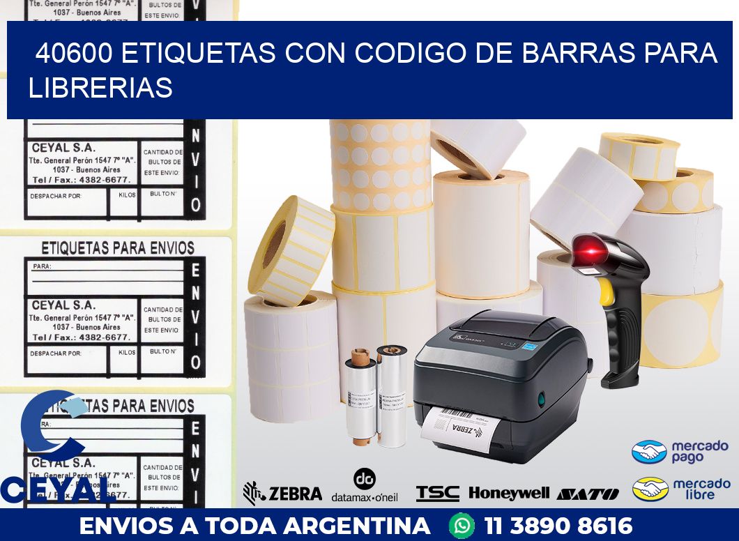 40600 ETIQUETAS CON CODIGO DE BARRAS PARA LIBRERIAS