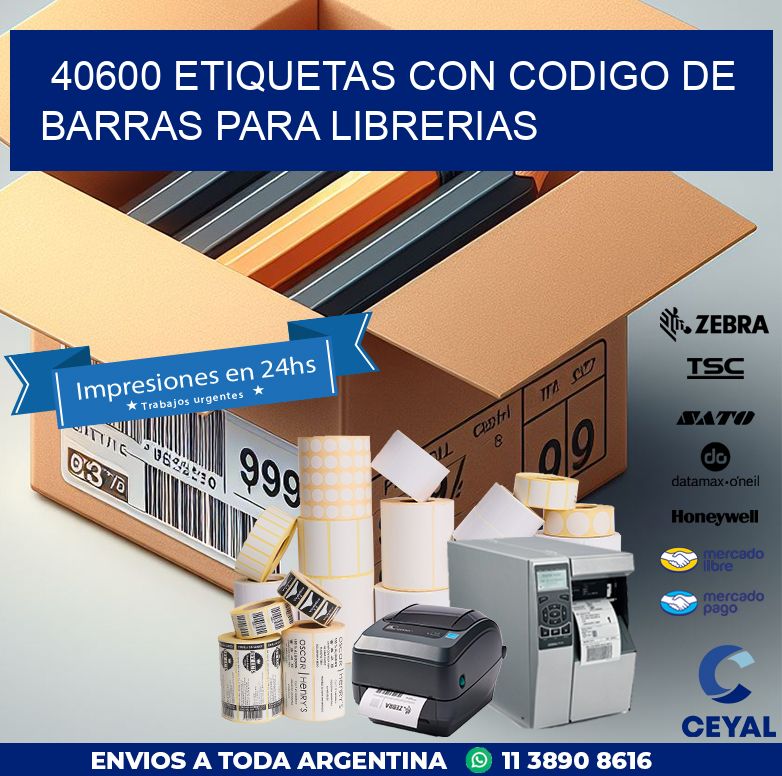 40600 ETIQUETAS CON CODIGO DE BARRAS PARA LIBRERIAS
