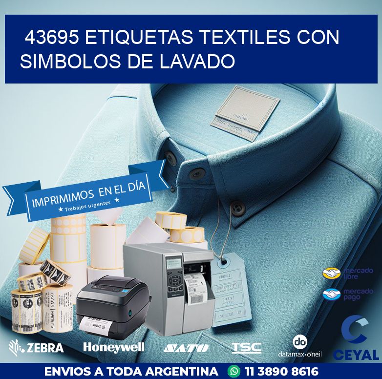 43695 ETIQUETAS TEXTILES CON SIMBOLOS DE LAVADO