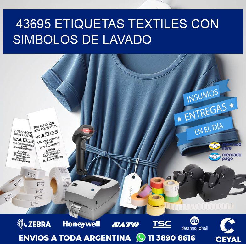 43695 ETIQUETAS TEXTILES CON SIMBOLOS DE LAVADO