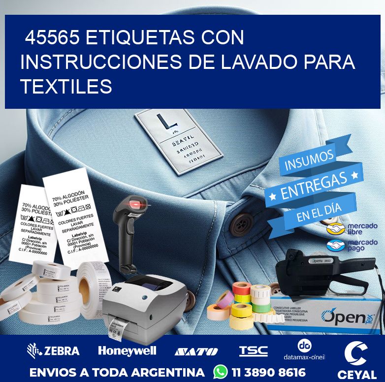 45565 ETIQUETAS CON INSTRUCCIONES DE LAVADO PARA TEXTILES