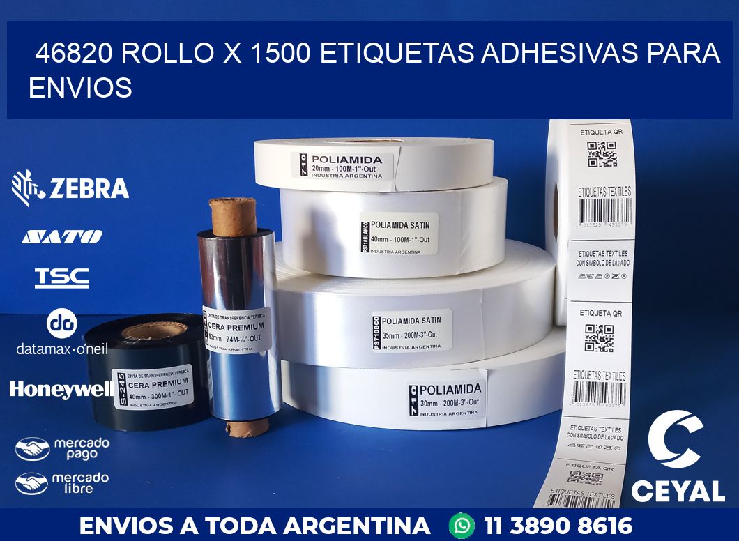 46820 ROLLO X 1500 ETIQUETAS ADHESIVAS PARA ENVIOS