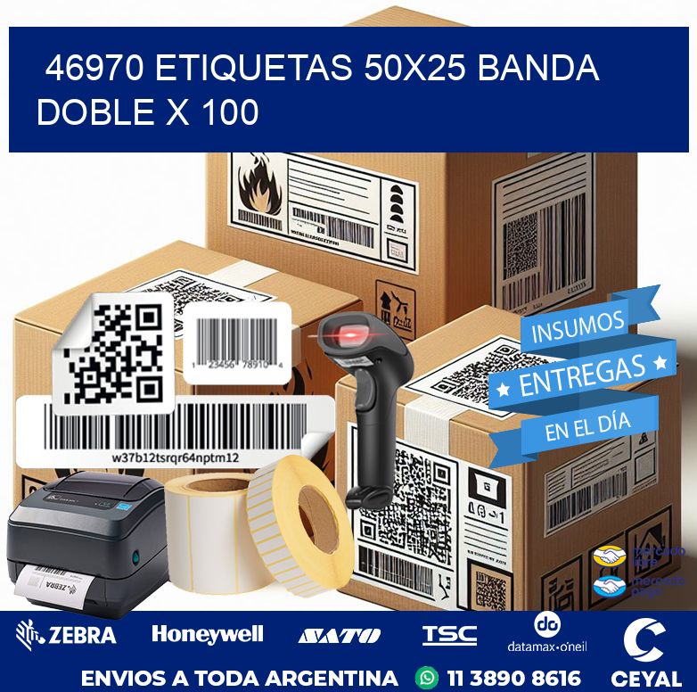 46970 ETIQUETAS 50X25 BANDA DOBLE X 100