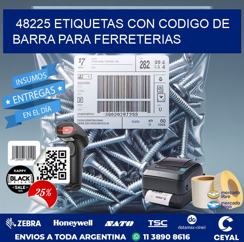 48225 ETIQUETAS CON CODIGO DE BARRA PARA FERRETERIAS