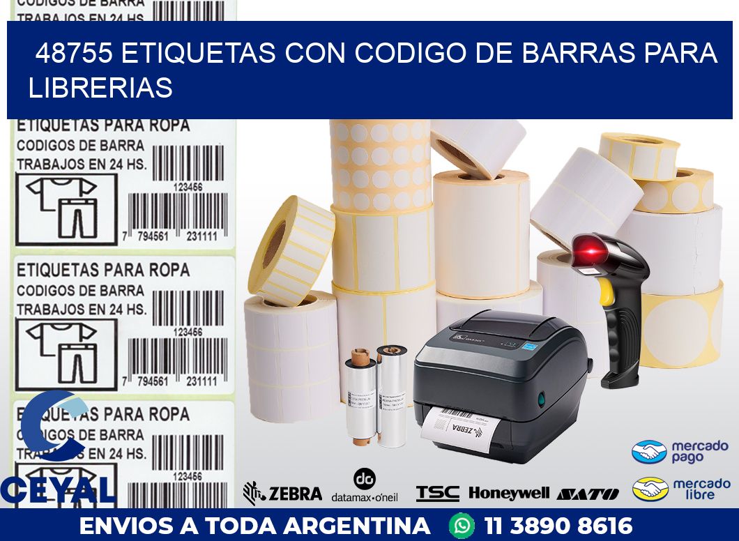 48755 ETIQUETAS CON CODIGO DE BARRAS PARA LIBRERIAS